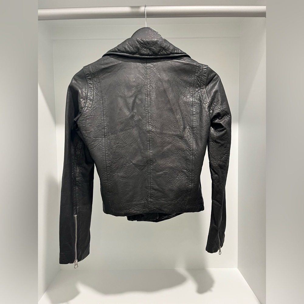 Madewell The Washed Leather Motorcycle Jacket in true black buttery soft XXS NEW - Picture 11 of 17